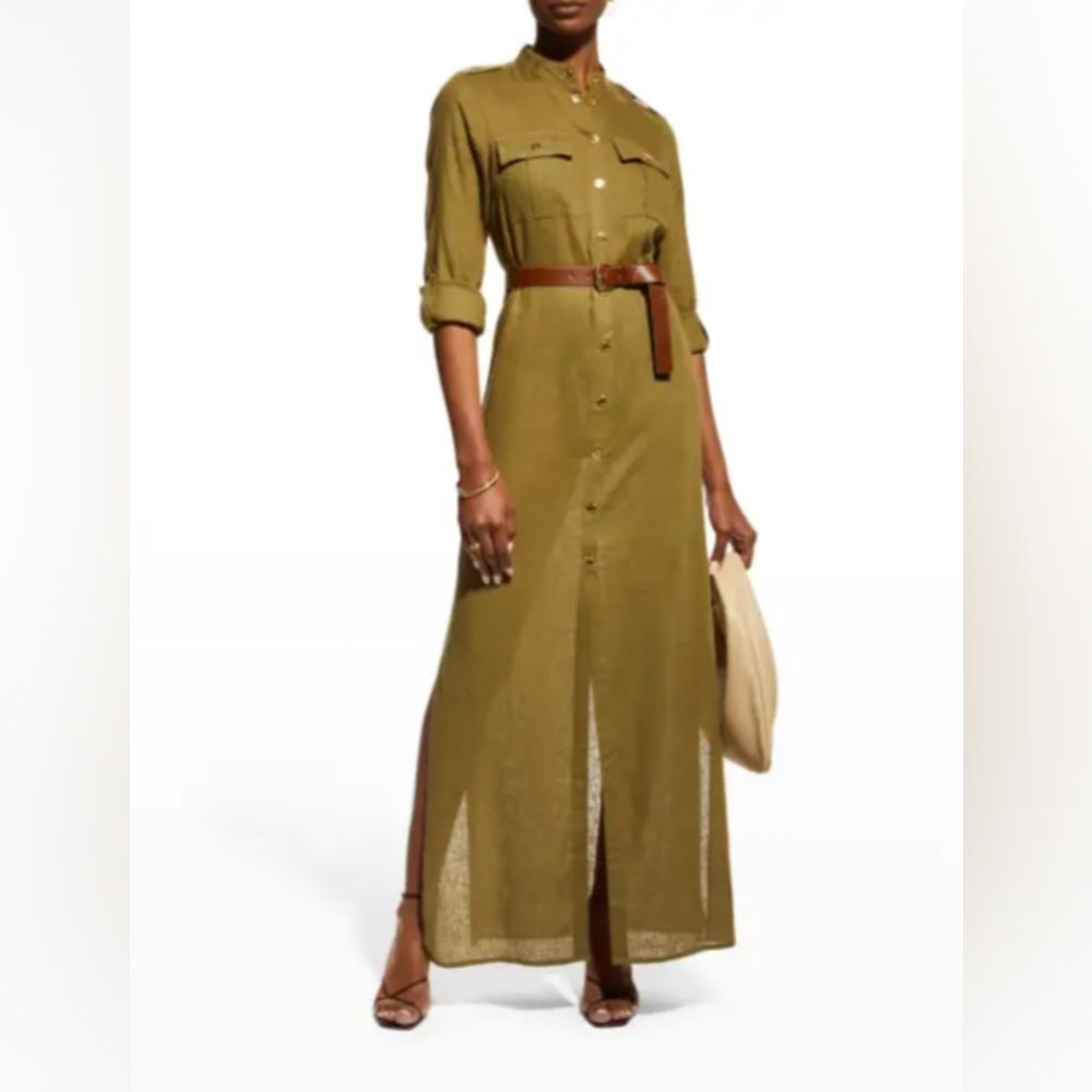 NWT MICHAEL Michael Kors Maxi Linen Shirt Dress